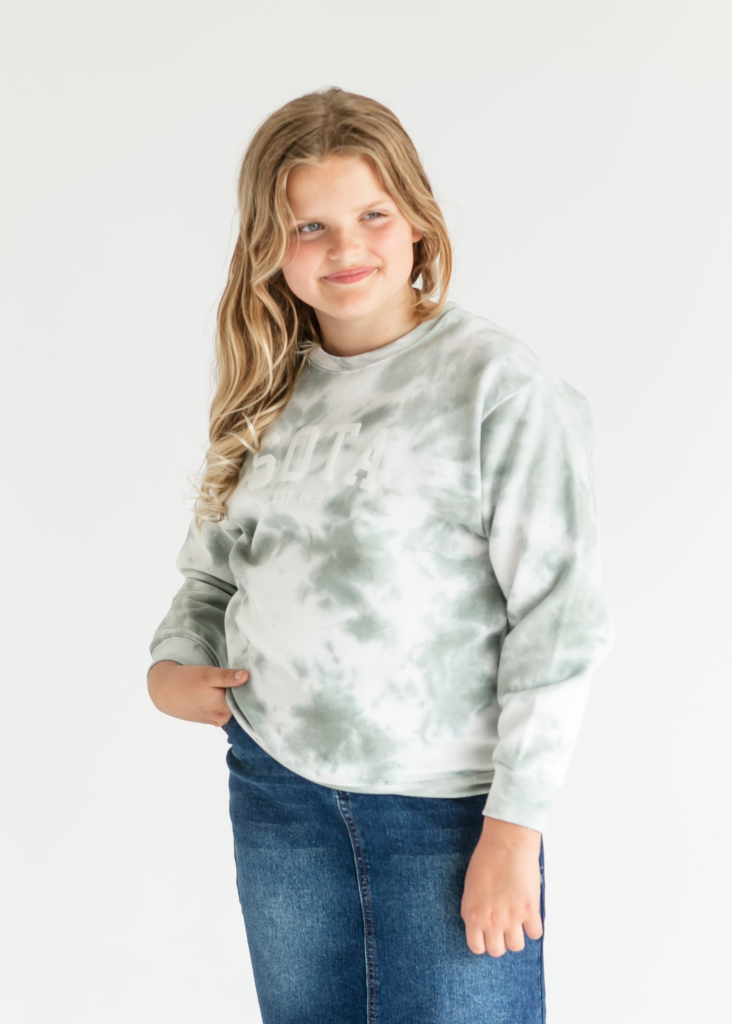 Youth Watercolor Pine Sota Crewneck Sweatshirt FF Girls