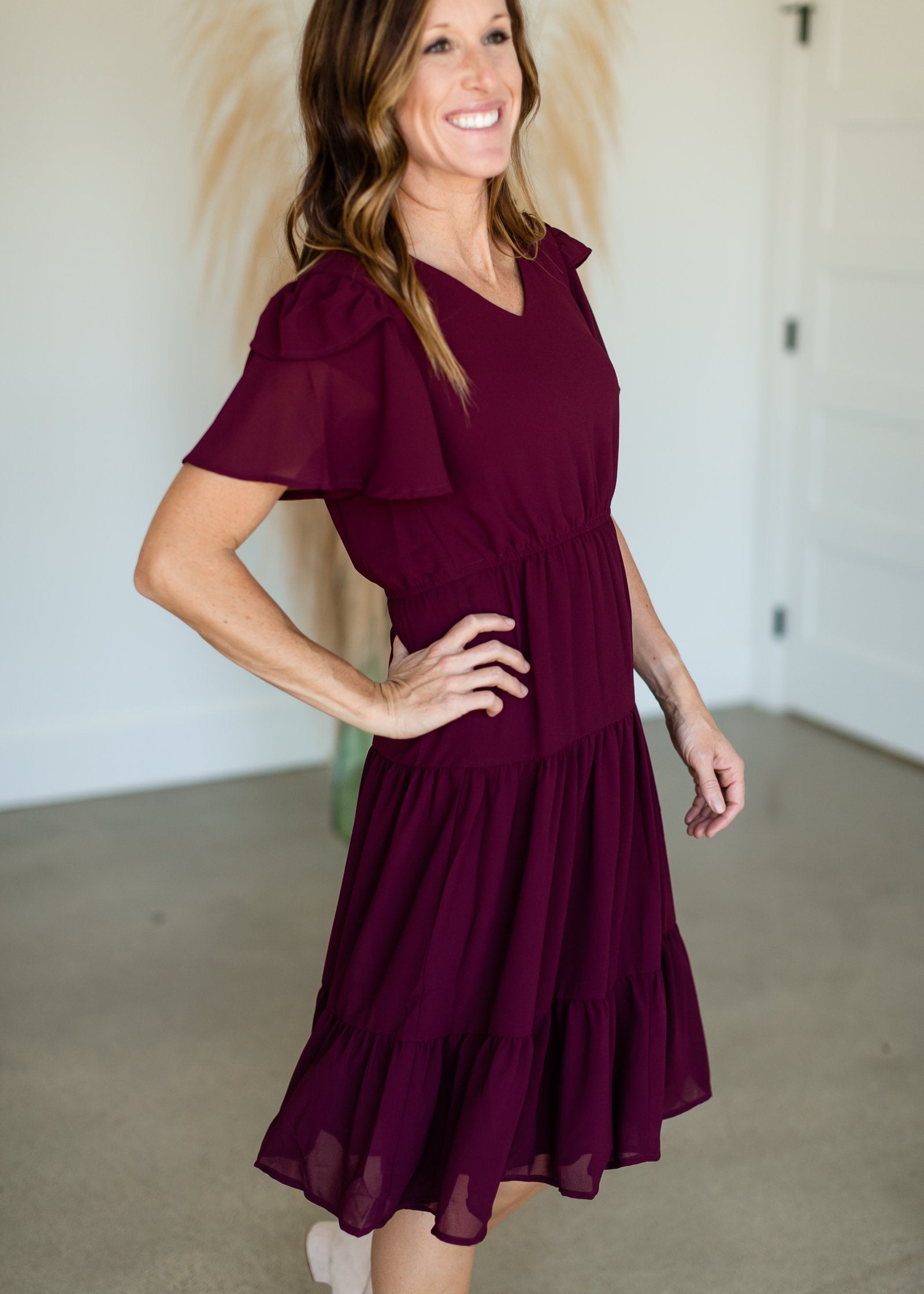 Amara Fit + Flare Tiered Midi Dress Dresses Mikarose