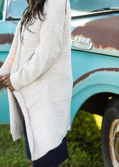 Amaya Cozy Long Taupe Cardigan - FINAL SALE Layering Essentials