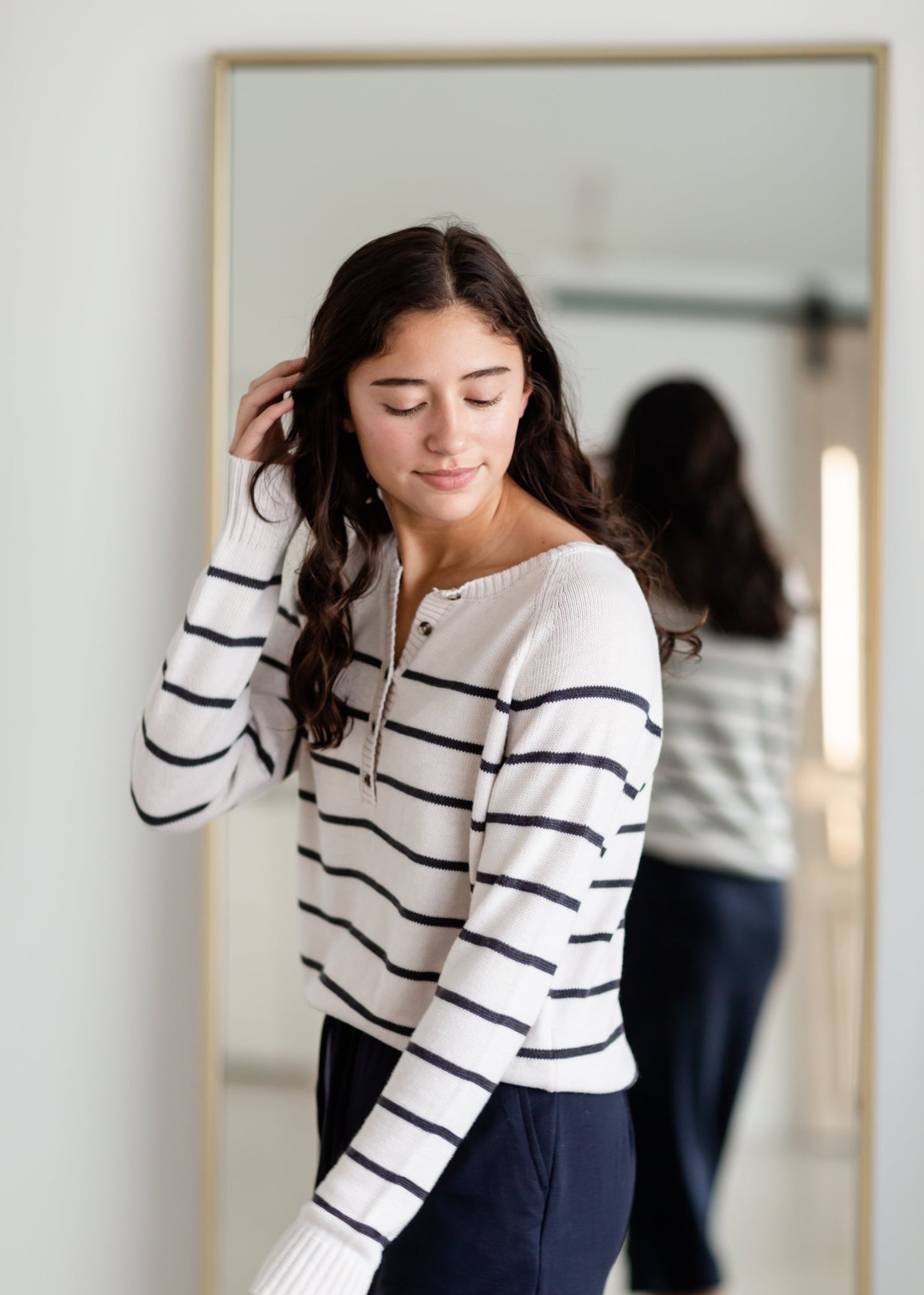 Andi Stripe Henley Sweatshirt Z Supply