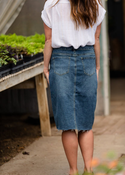 Anya Raw Hem Midi Denim Skirt - FINAL SALE Skirts