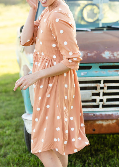 Apricot Swiss Dot Midi Dress - FINAL SALE Dresses