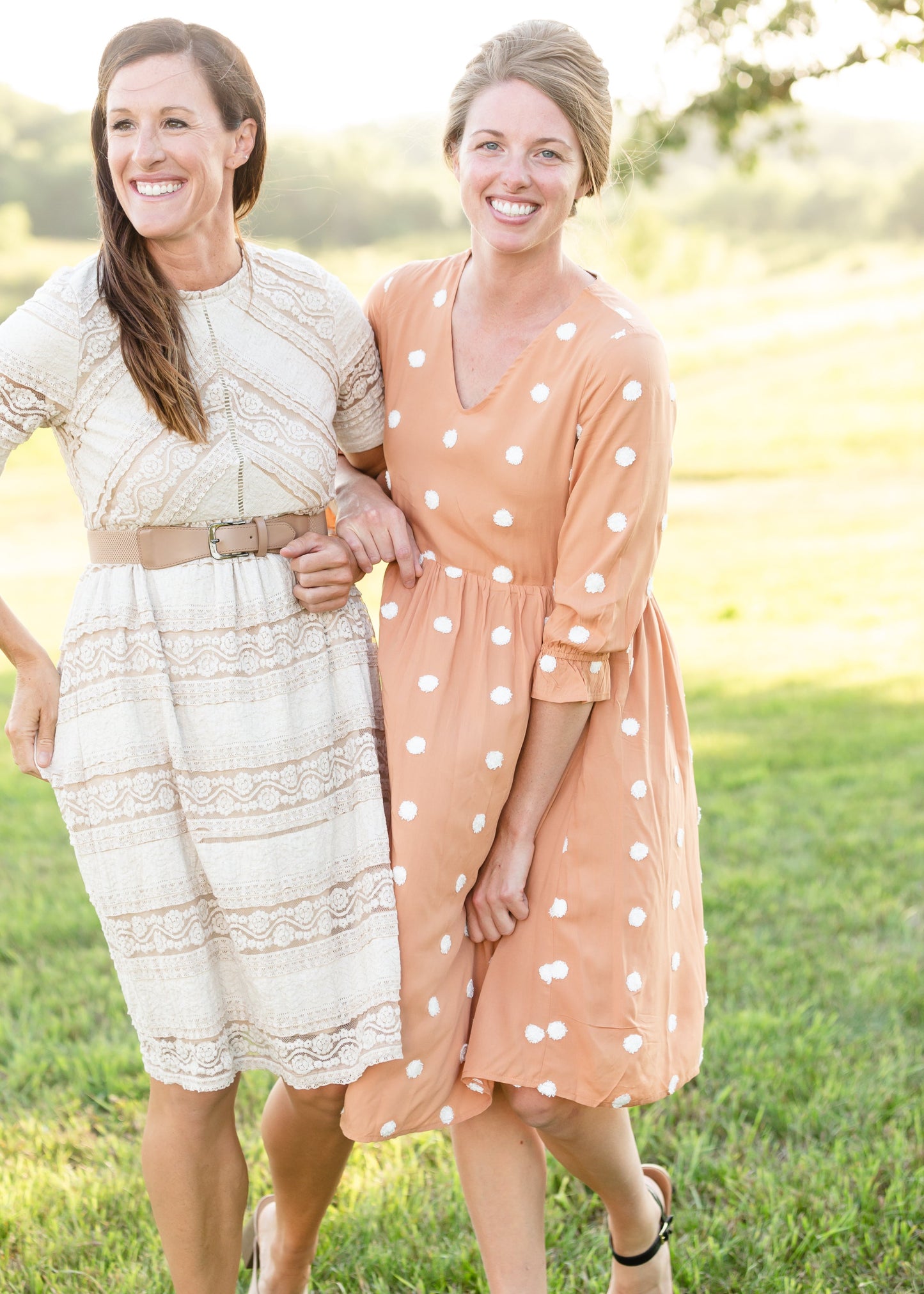 Apricot Swiss Dot Midi Dress - FINAL SALE Dresses