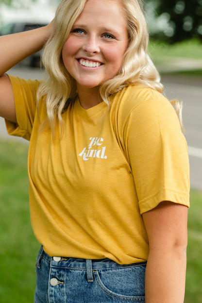 Be Kind Mustard Graphic Tee Tops