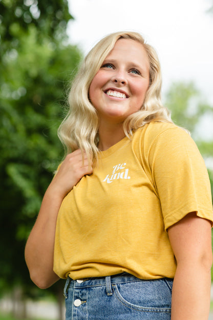 Be Kind Mustard Graphic Tee Tops