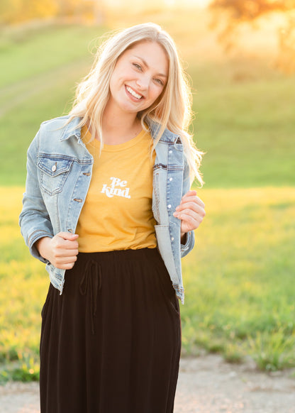 Be Kind Mustard Graphic Tee Tops