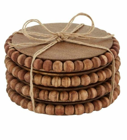 Beaded Wood Drink Coasters - FINAL SALE Home & Lifestyle