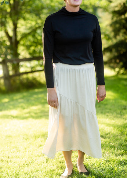 Beige Asymmetric Seam Midi Skirt Skirts Hayden Los Angeles