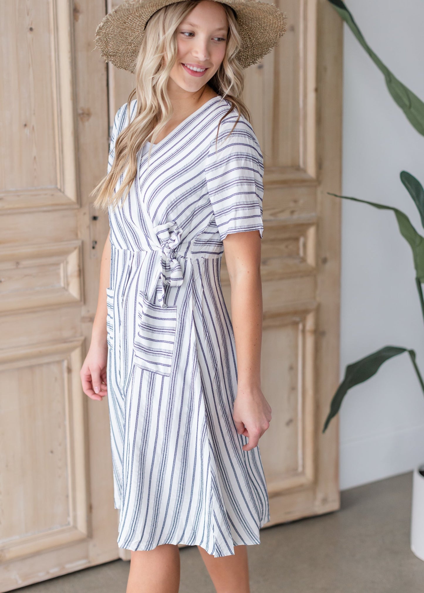 Belted Wrap Midi Dress Dresses Hailey & Co.