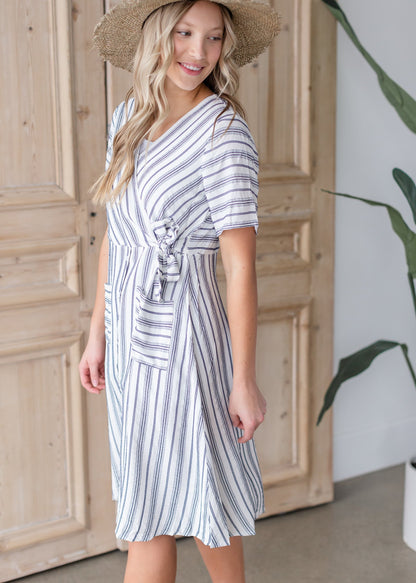 Belted Wrap Midi Dress Dresses Hailey & Co.