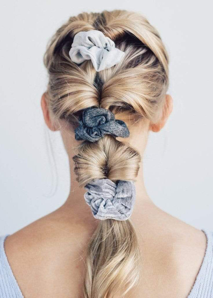 Black and Gray Velvet Scrunchie set Accessories