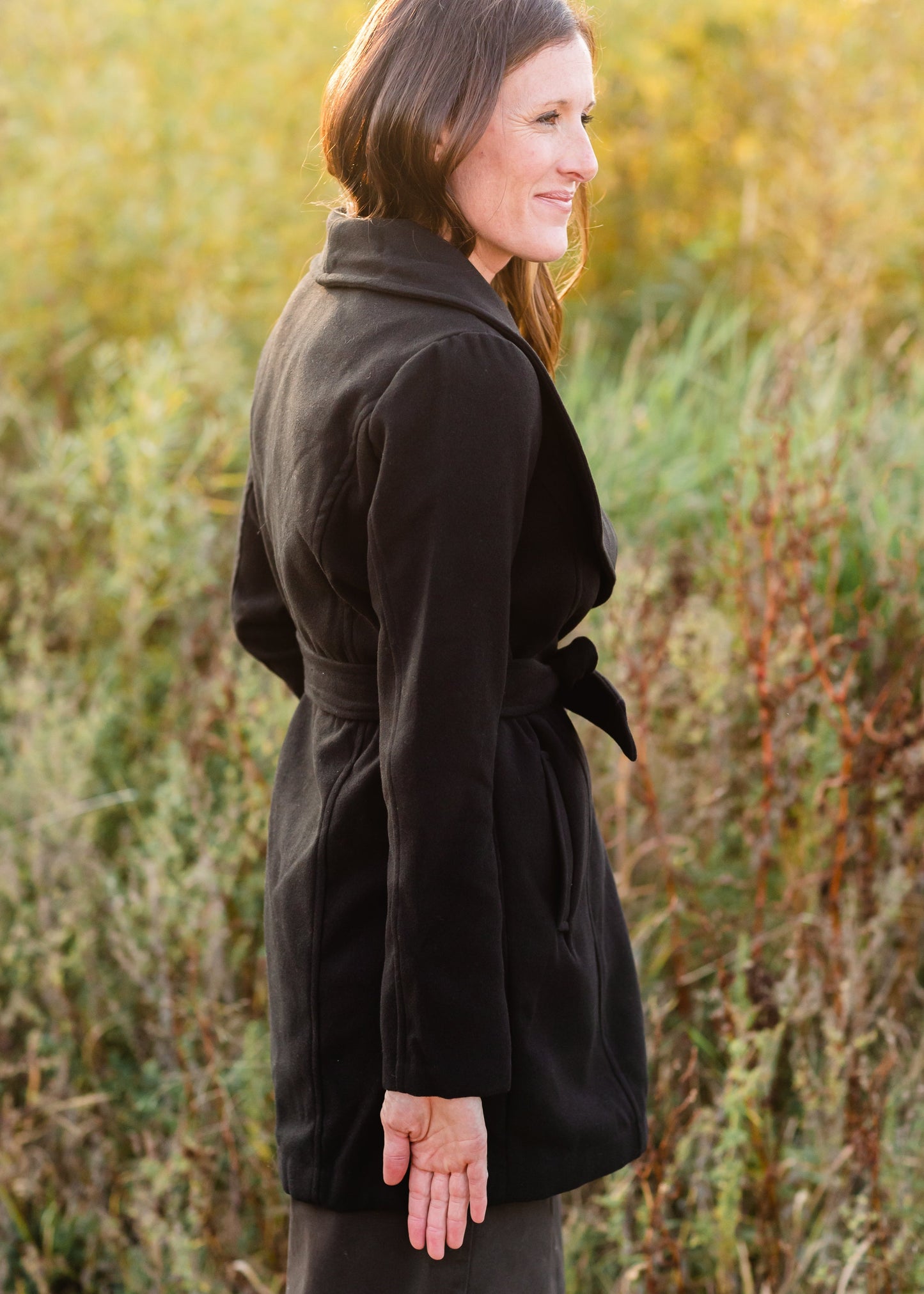 Black Collared Belted Fleece Coat - FINAL SALE Tops