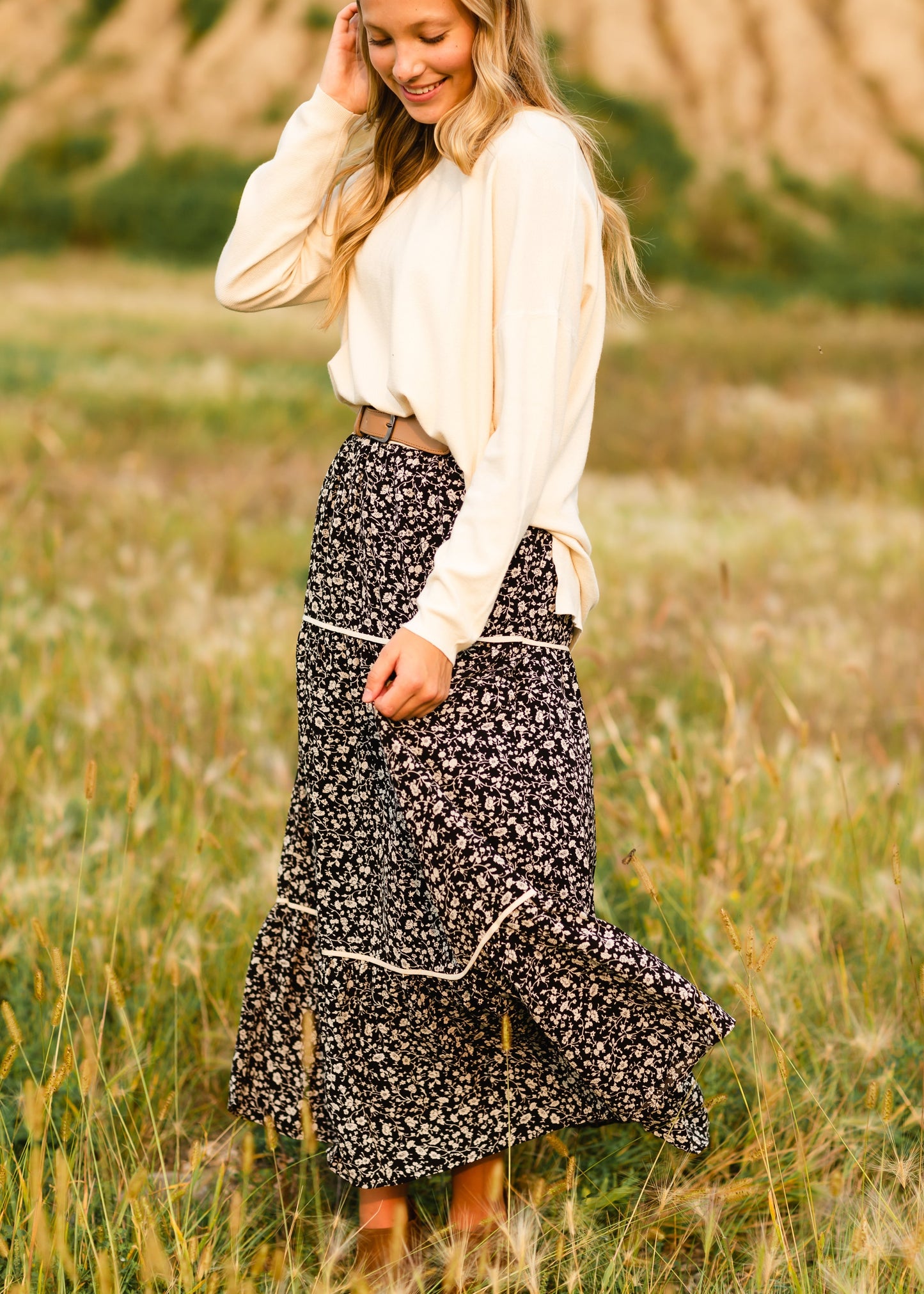 Black Floral Print Maxi Skirt - FINAL SALE Skirts