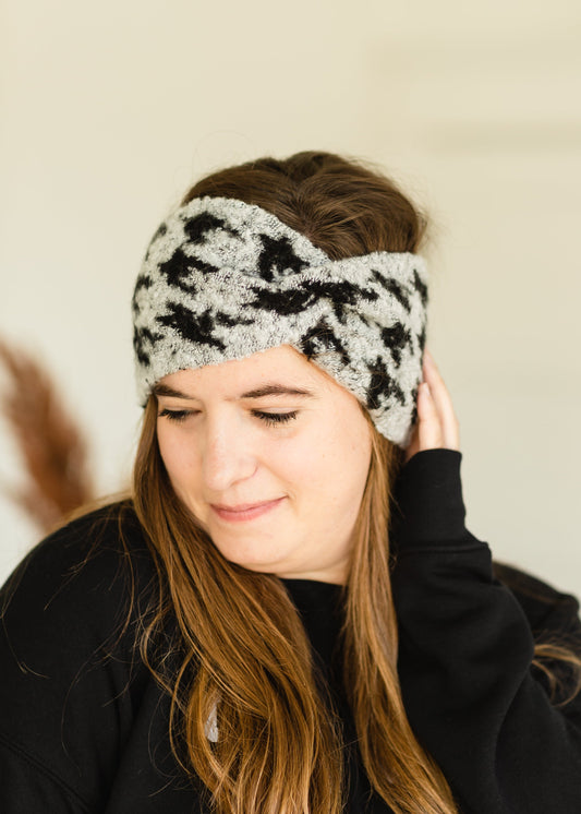 Black Houndstooth Twist Headband Accessories