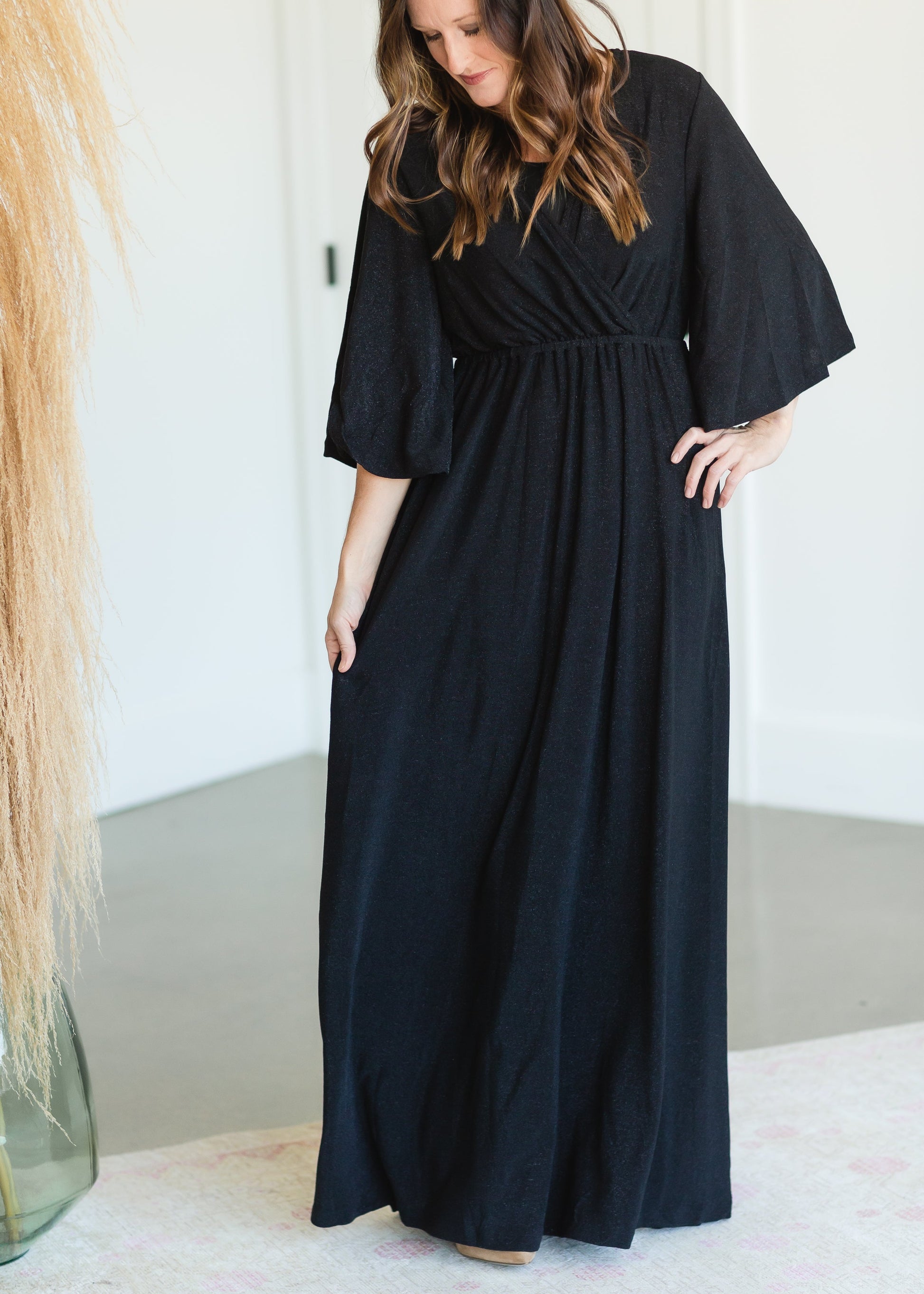 Black Sheen Maxi Dress - FINAL SALE Dresses