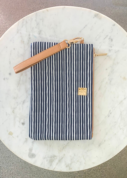 Black Striped Zipper Clutch - FINAL SALE Accessories