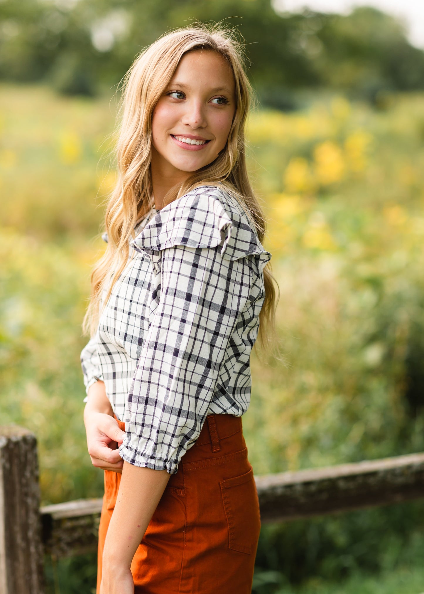 Black + White Ruffle Shoulder Top - FINAL SALE Tops