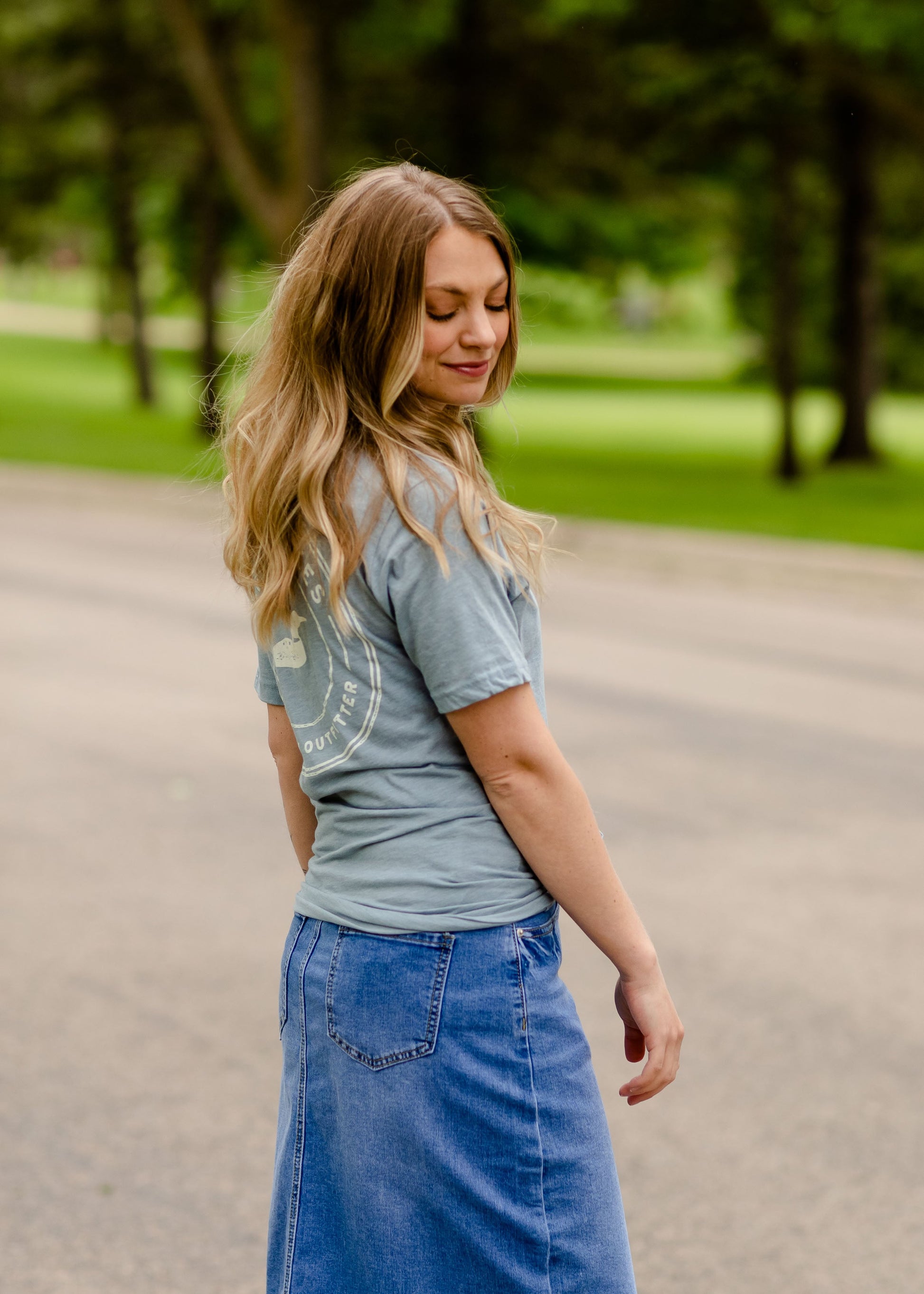 Blue Short Sleeve Great Lake T-Shirt Tops