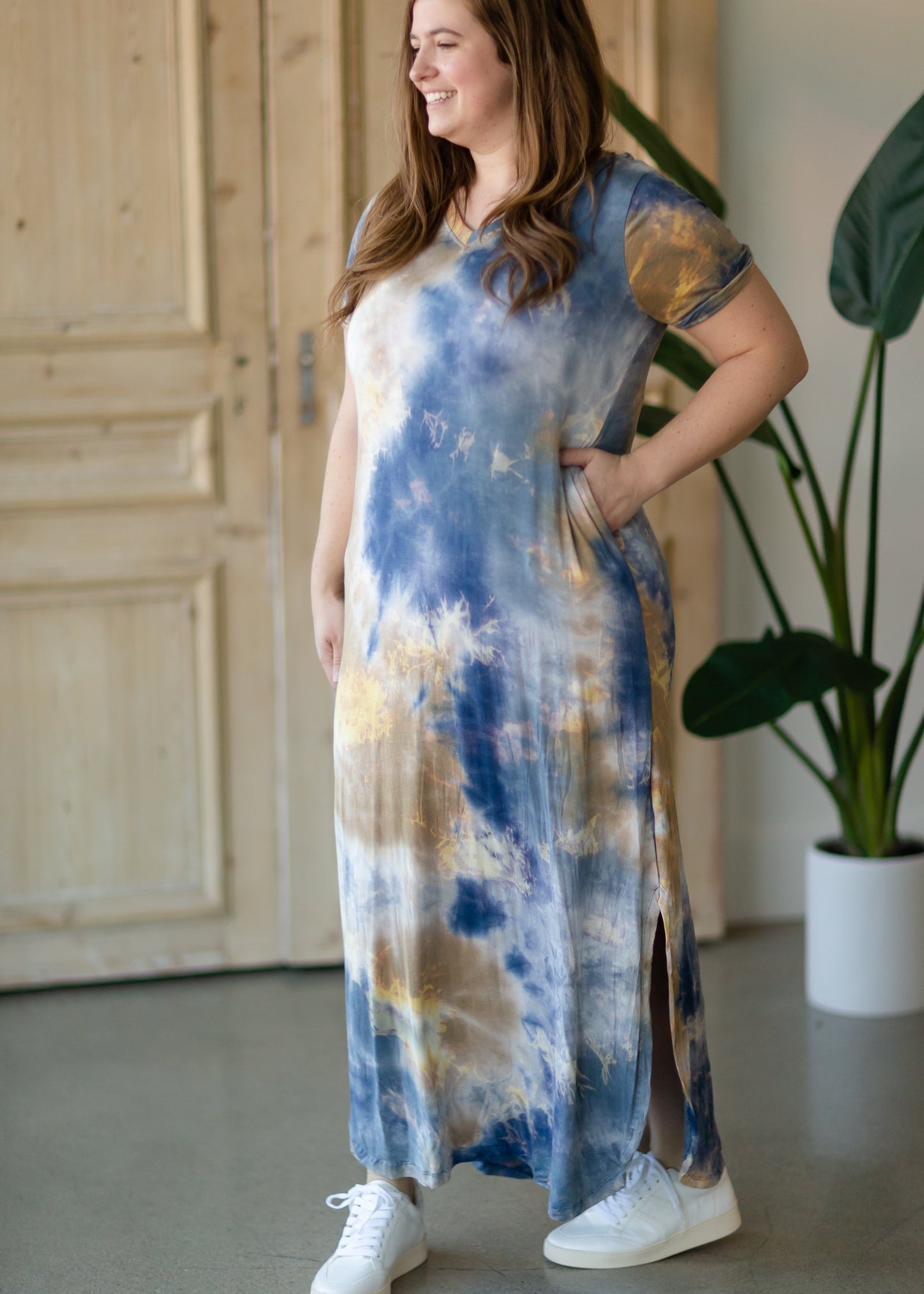 Blue Tie Dye Maxi T-Shirt Dress - FINAL SALE Dresses