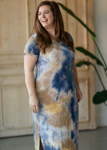 Blue Tie Dye Maxi T-Shirt Dress - FINAL SALE Dresses