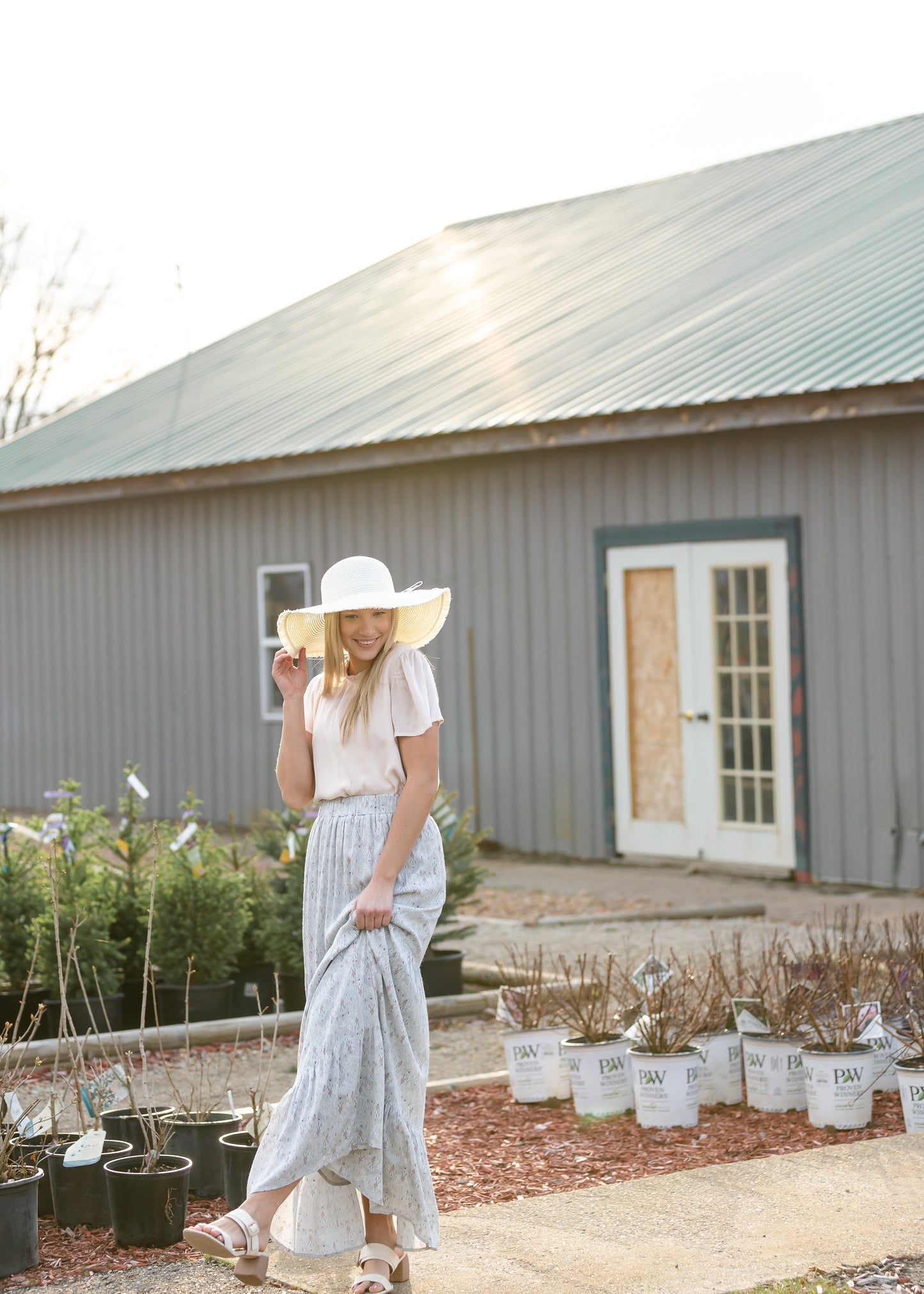 Blue Tiered Print Maxi Skirt Skirts Tea N Rose