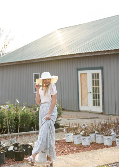 Blue Tiered Print Maxi Skirt Skirts Tea N Rose