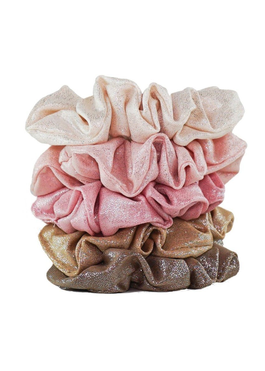 Blush and Mauve Metallic Scrunchie Set Accessories