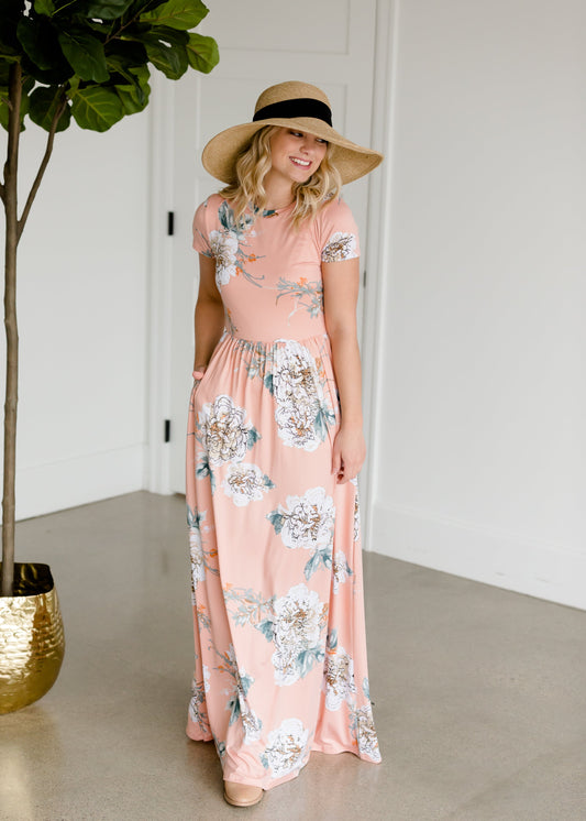 Blush Flare Floral Maxi Dress Dresses