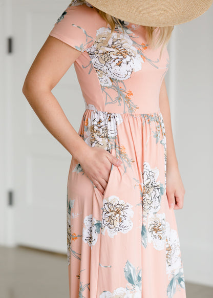 Blush Flare Floral Maxi Dress Dresses