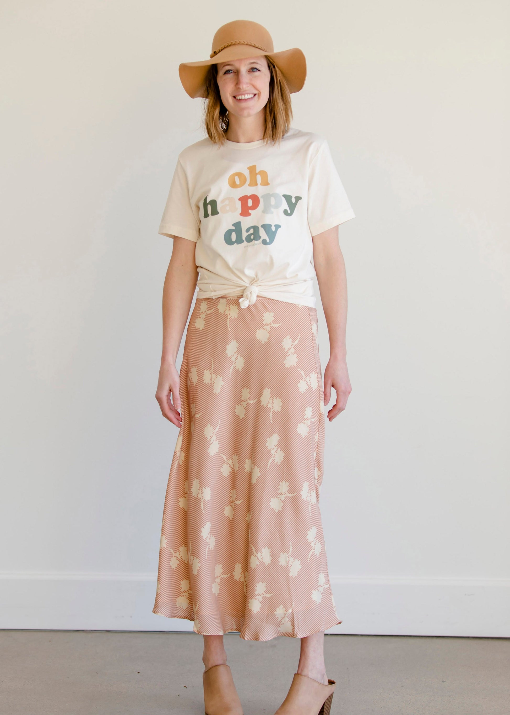 Blush Striped Floral Midi Skirt - FINAL SALE Skirts