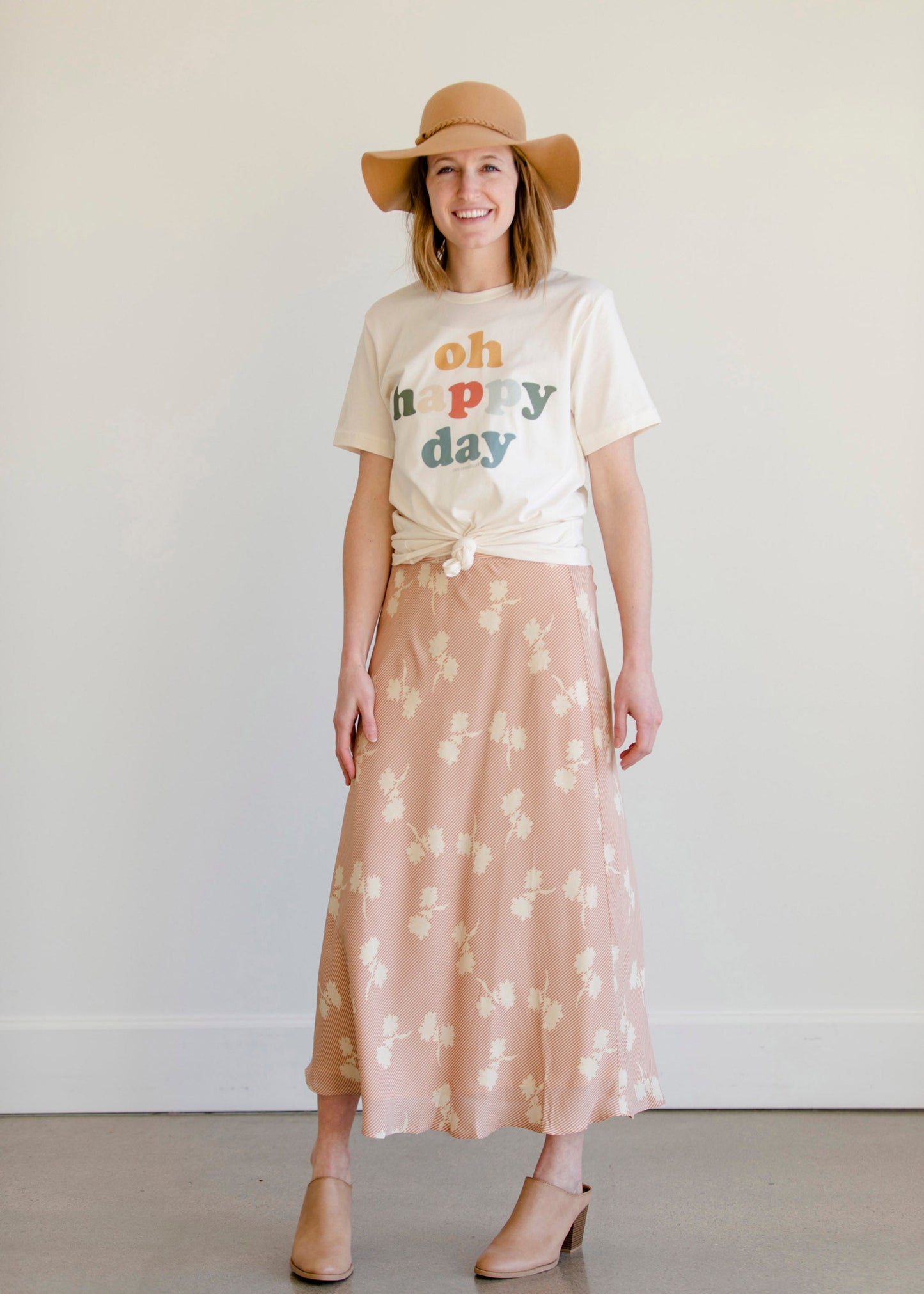 Blush Striped Floral Midi Skirt - FINAL SALE Skirts