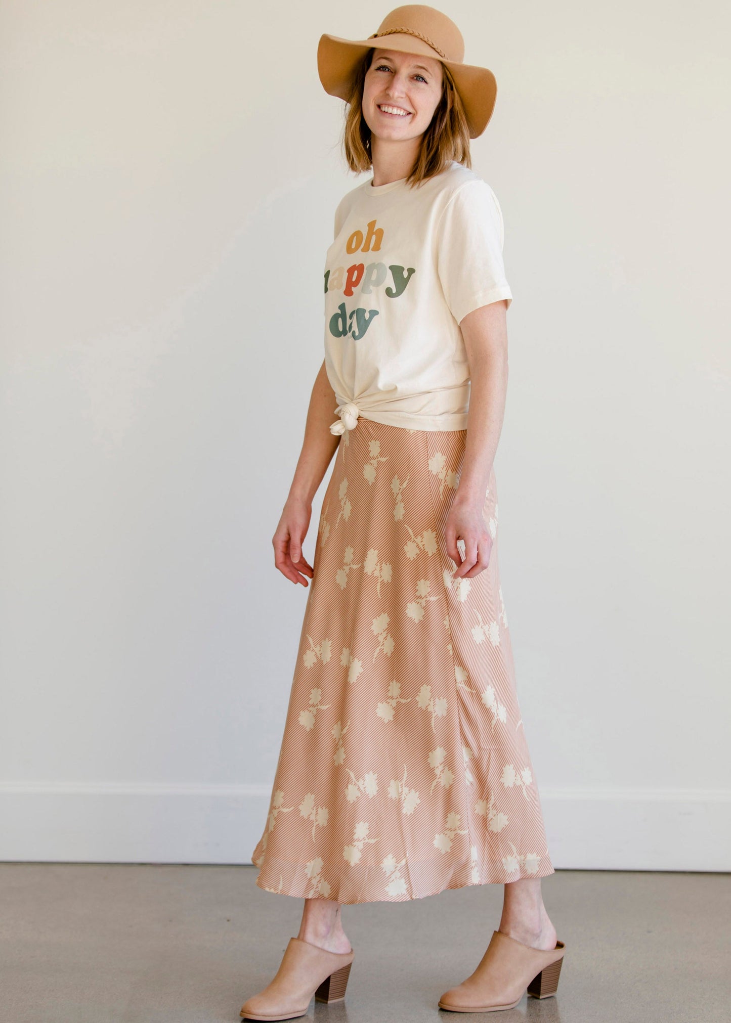 Blush Striped Floral Midi Skirt - FINAL SALE Skirts