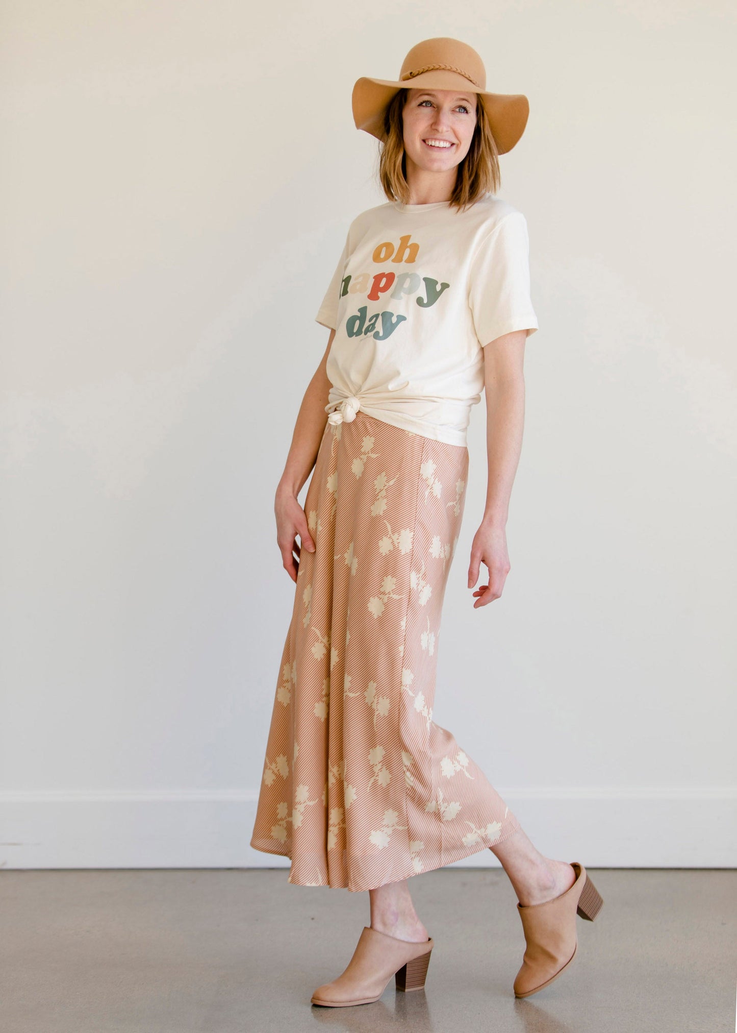 Blush Striped Floral Midi Skirt - FINAL SALE Skirts