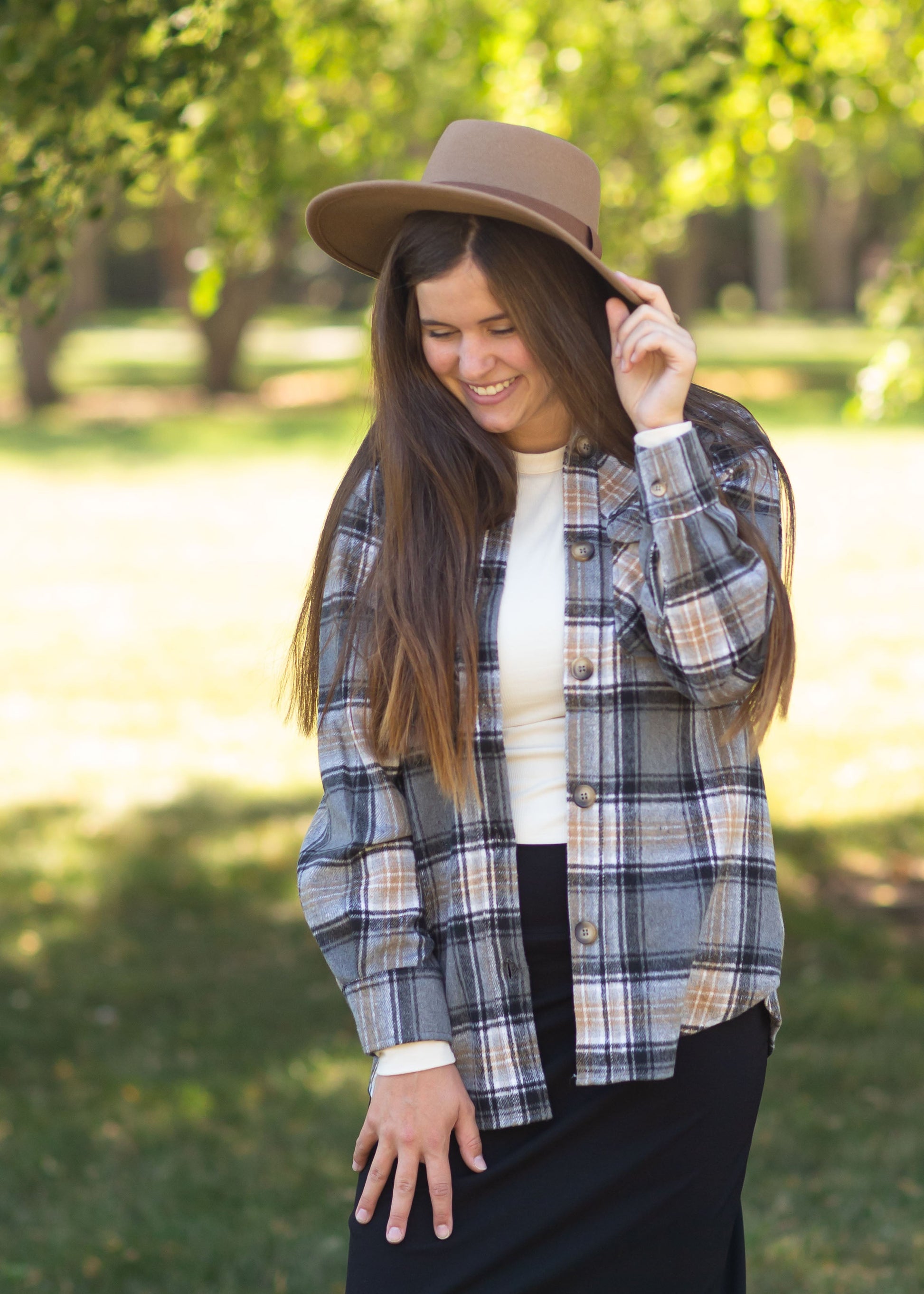 Brooklyn Plaid Button Up Shacket Tops