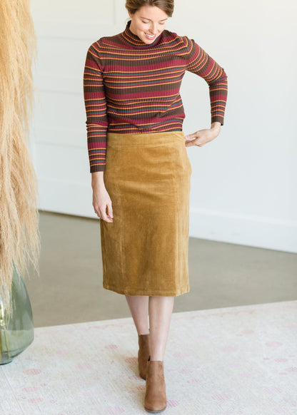 Brown Multi Stripe Ribbed Sweater - FINAL SALE Tops