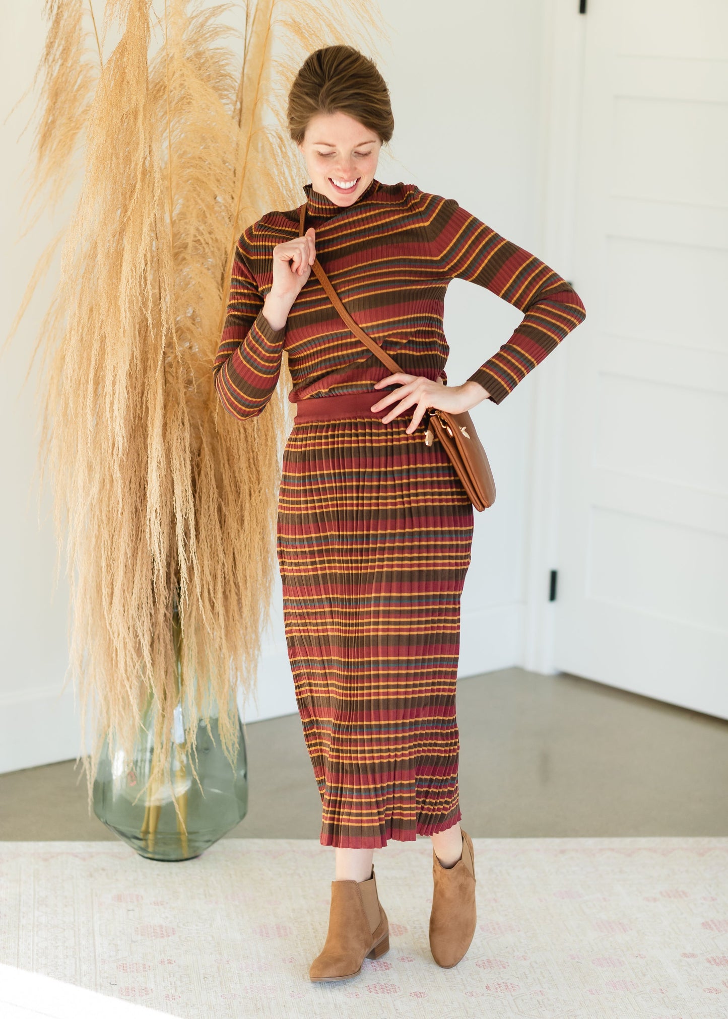 Brown Multi Stripe Ribbed Sweater - FINAL SALE Tops