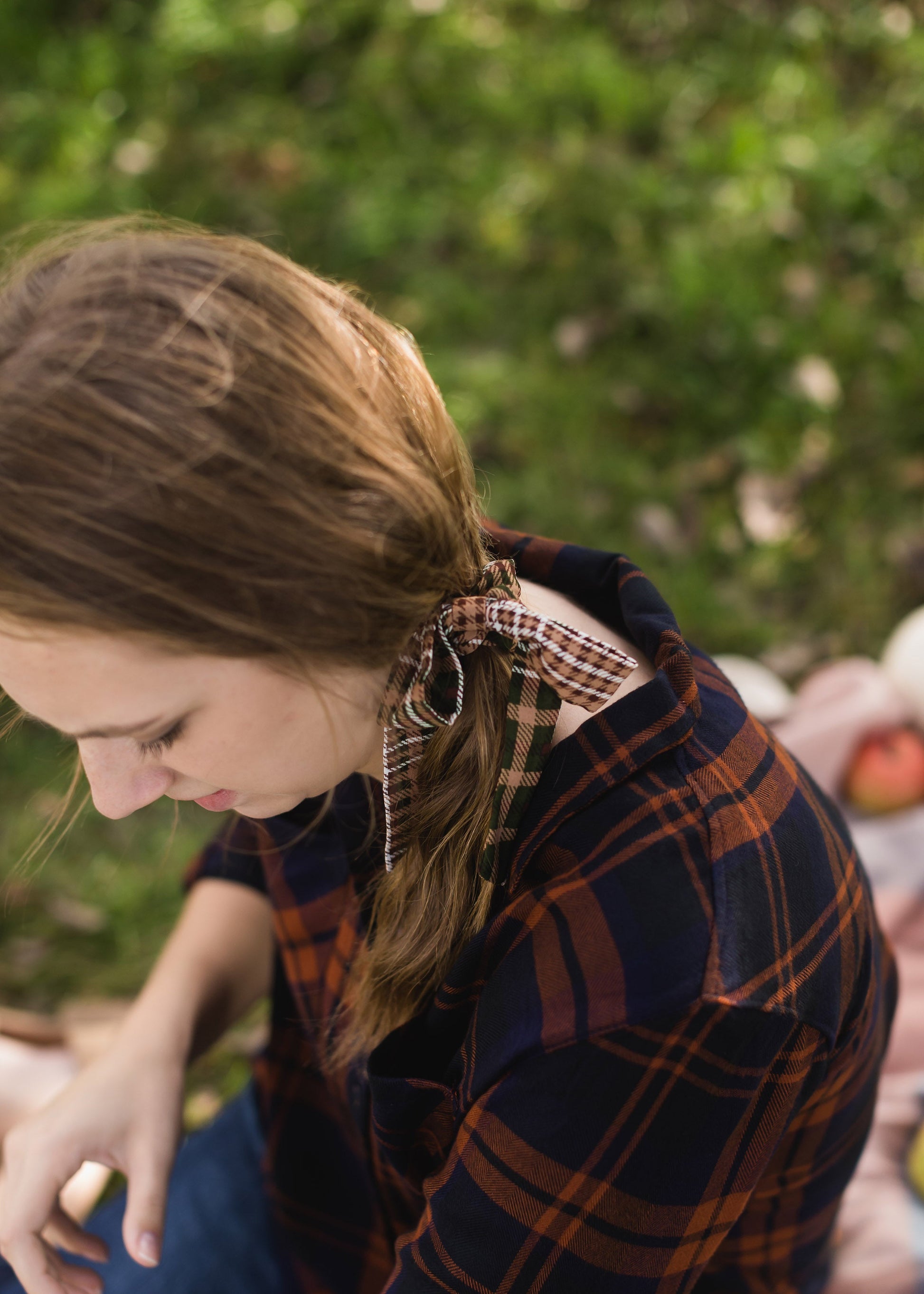 Brown Plaid Hair Scrunchie - FINAL SALE Accessories