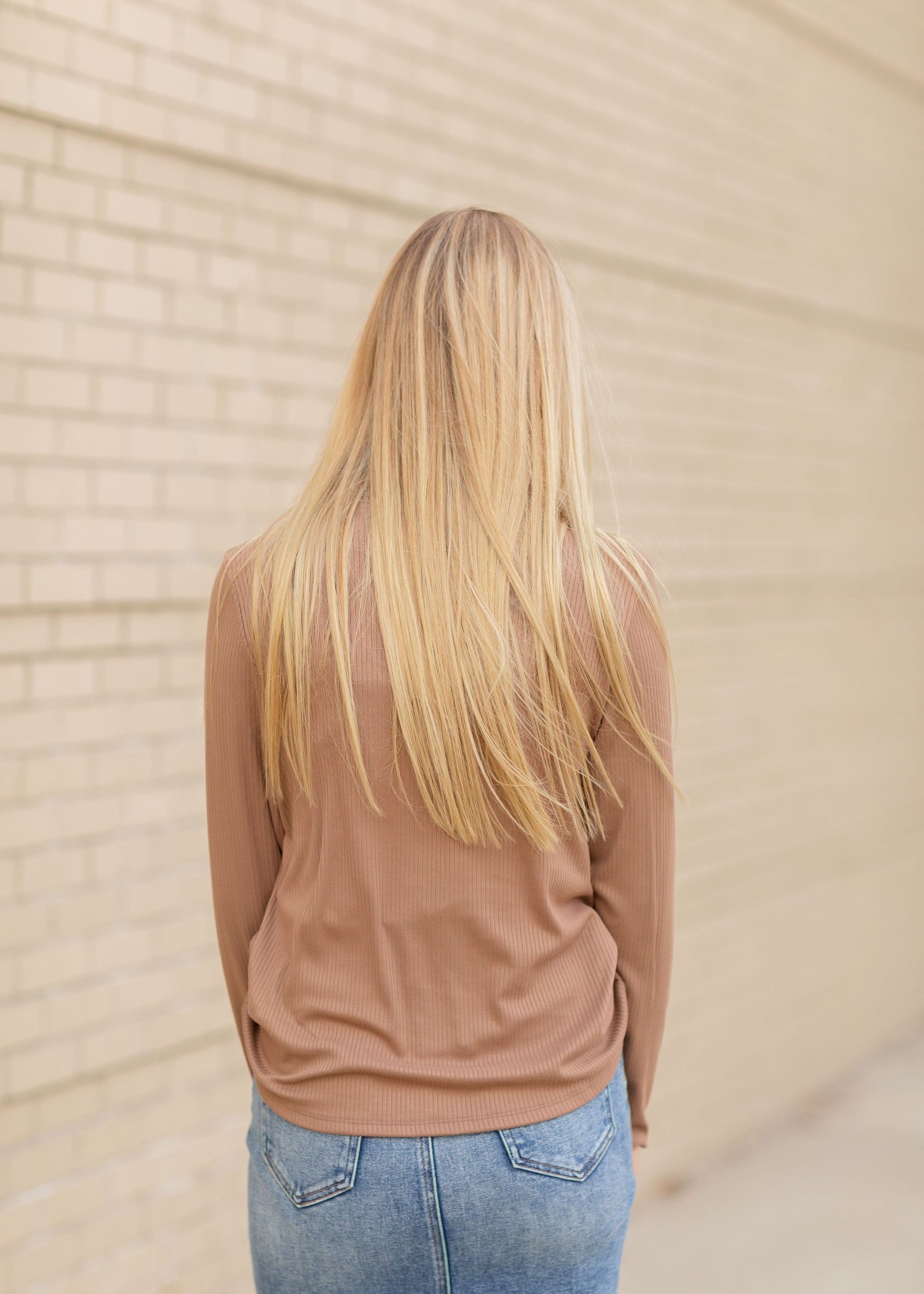 Brown Ruffle Neck Top Tops