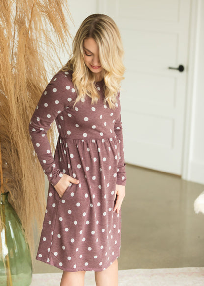 Burgundy Polka Dot Maternity Dress - FINAL SALE Dresses