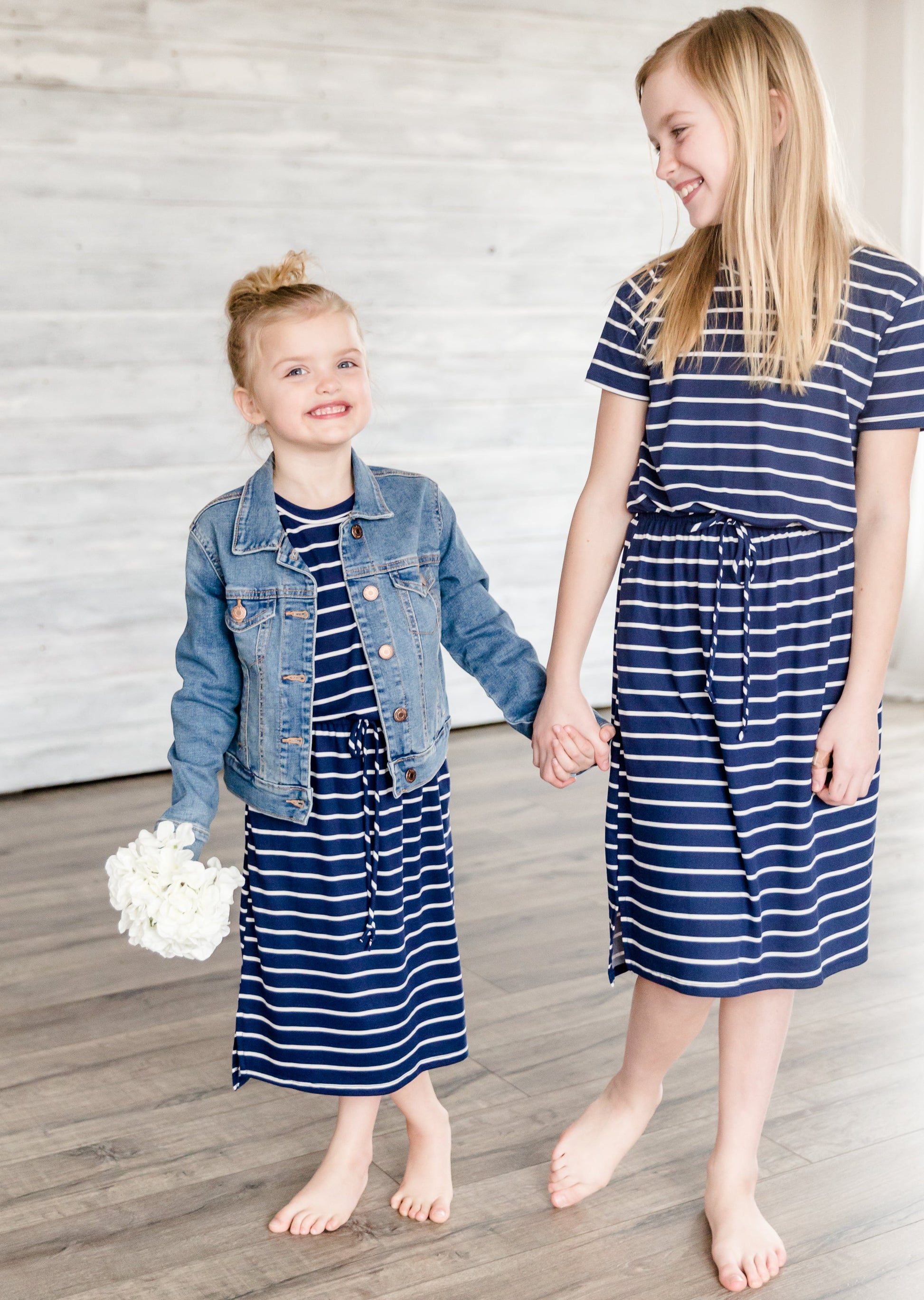 Buttery Soft Navy Striped Midi Dress Dresses