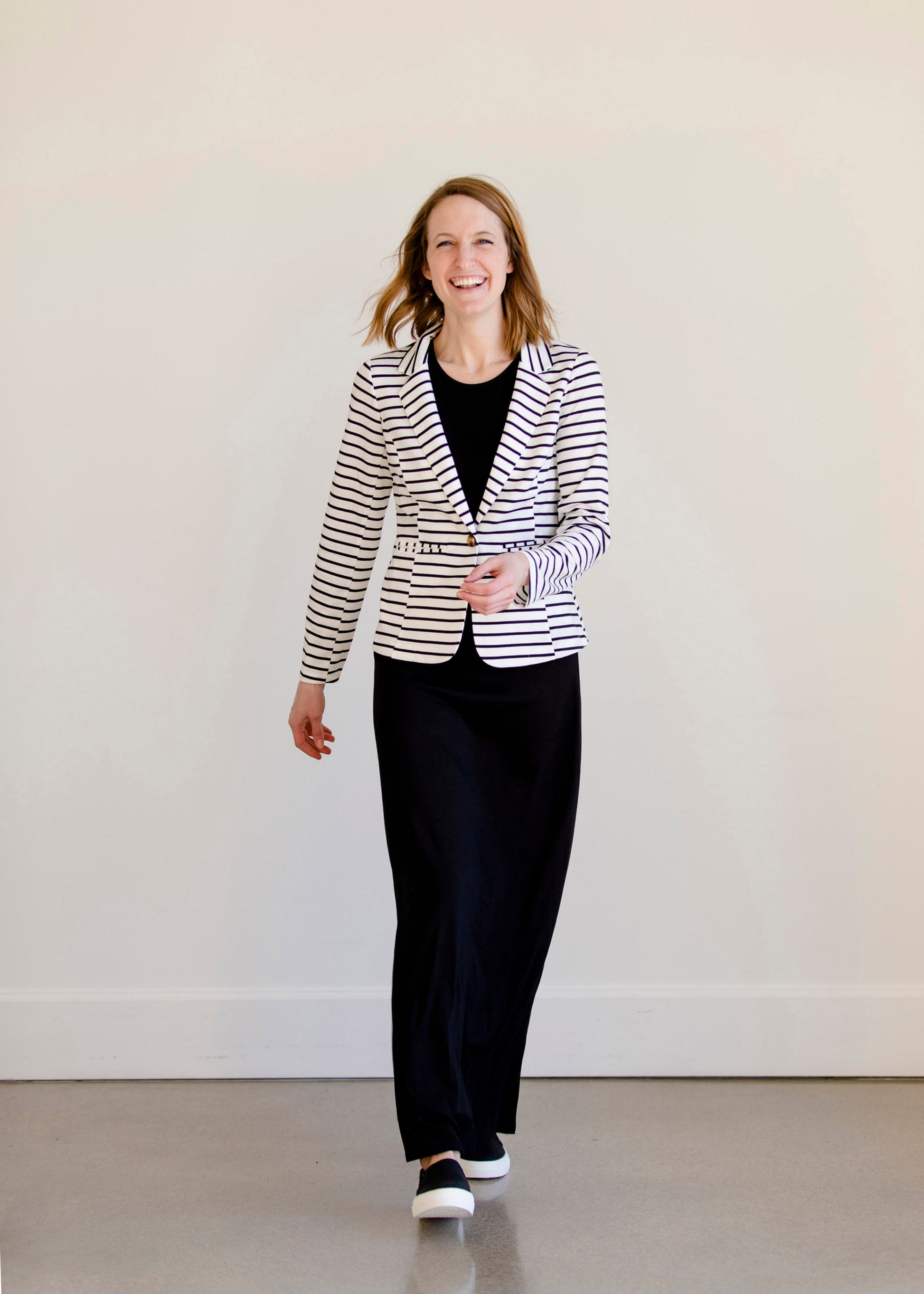 Button Front Black Striped Blazer - FINAL SALE Layering Essentials