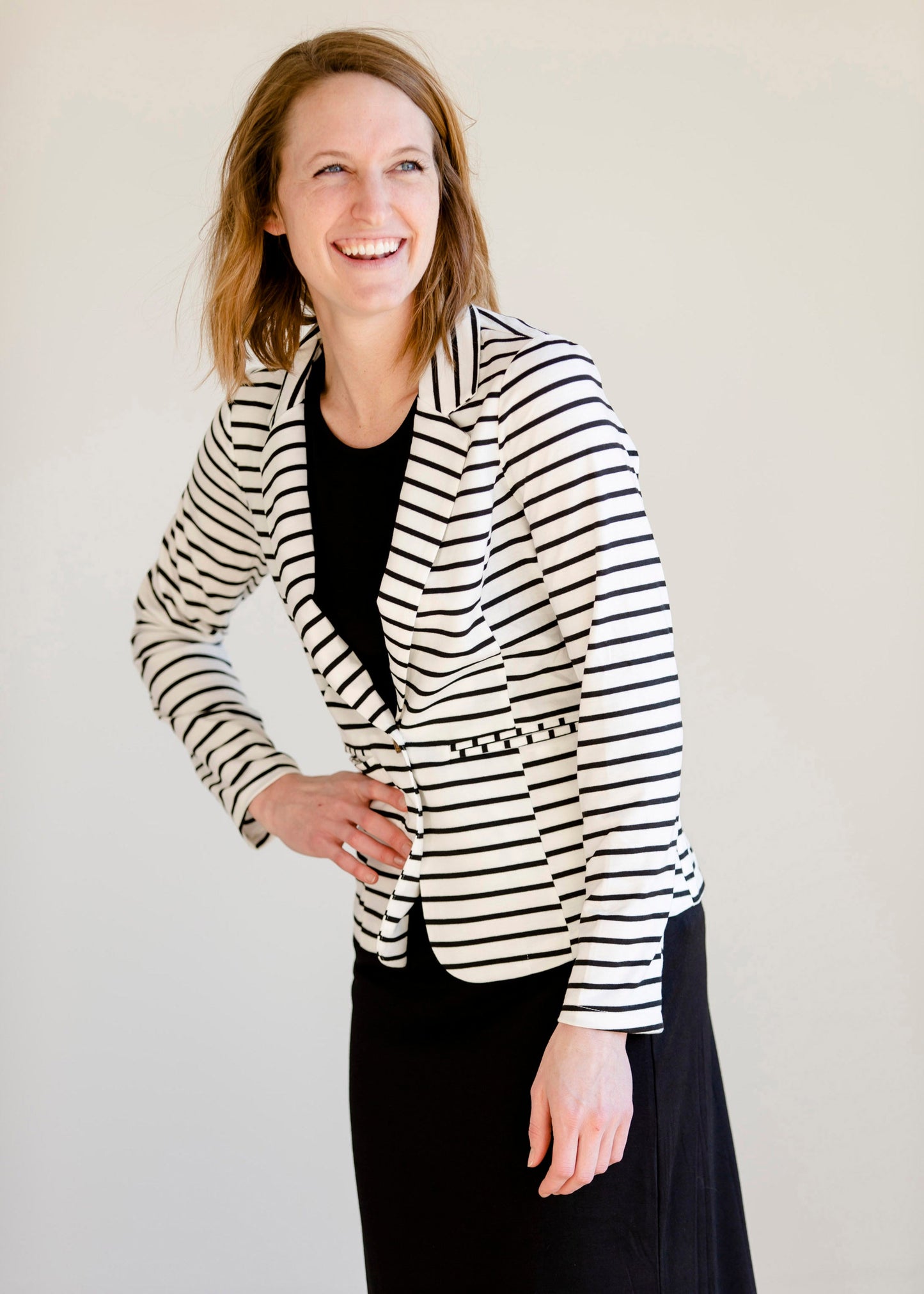 Button Front Black Striped Blazer - FINAL SALE Layering Essentials