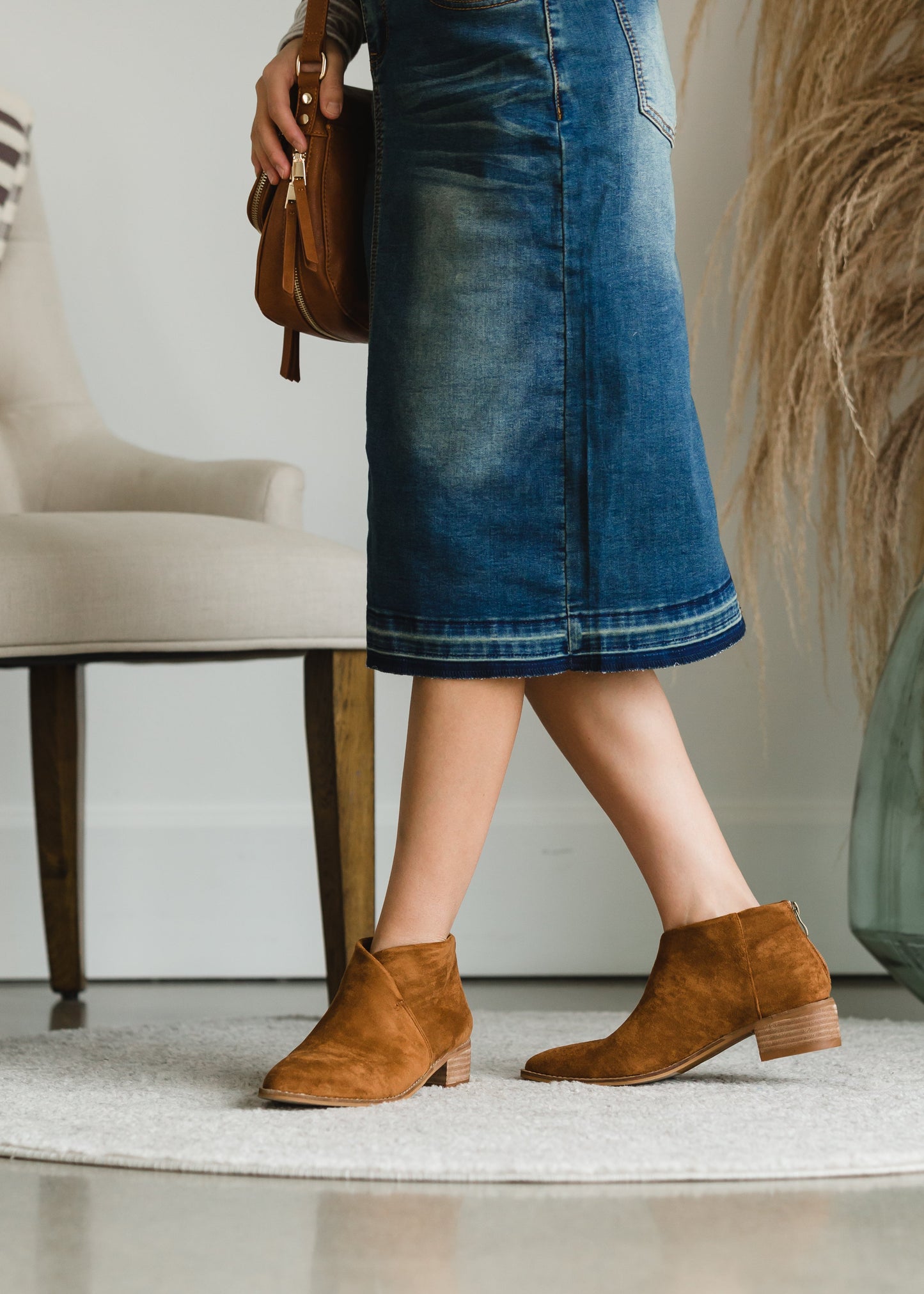 Camel Faux Leather Bootie - FINAL SALE Dresses