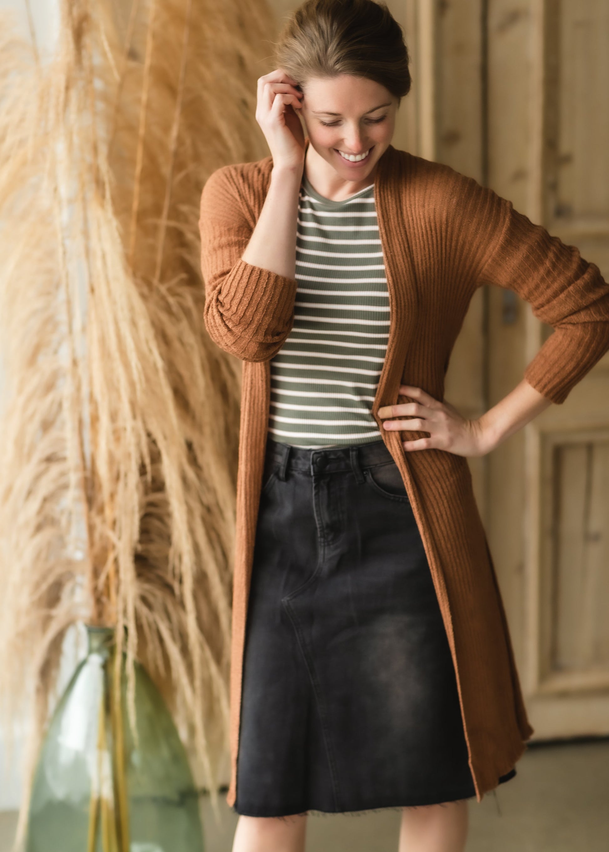 Caramel Ribbed Tie Waist Cardigan - FINAL SALE Shirt