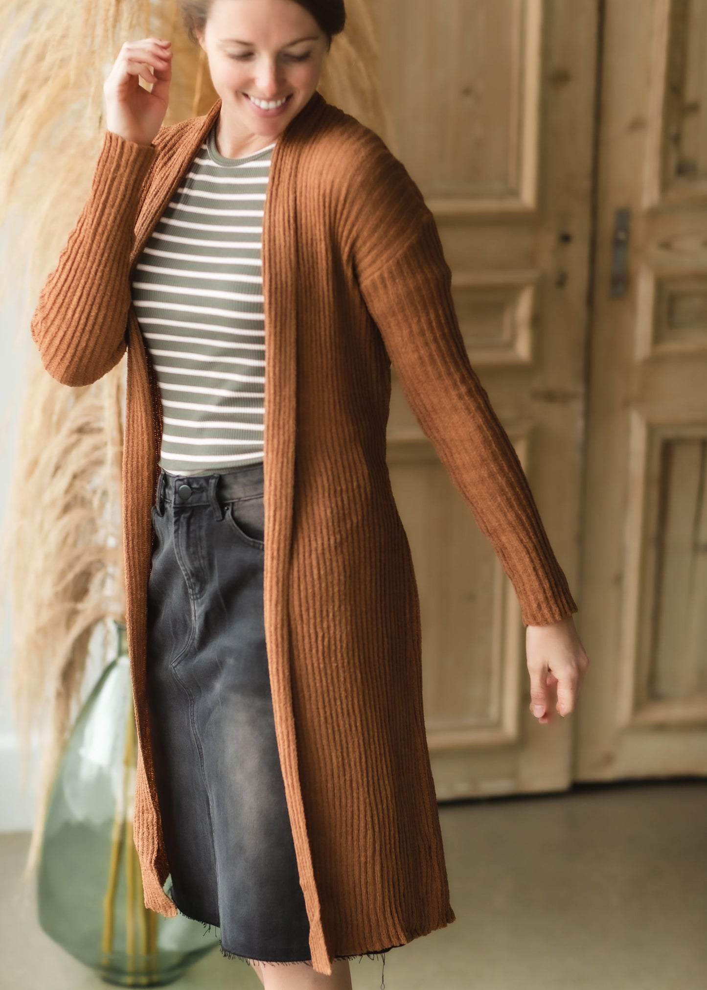 Caramel Ribbed Tie Waist Cardigan - FINAL SALE Shirt