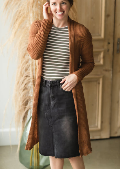 Caramel Ribbed Tie Waist Cardigan - FINAL SALE Shirt