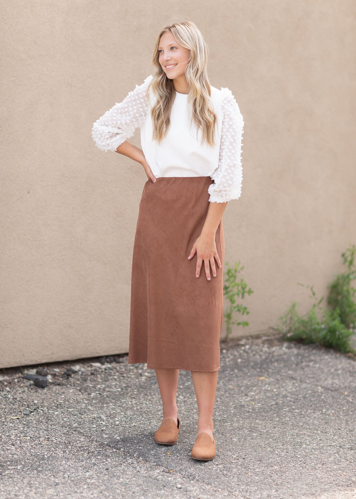 Caramel Suede Aline Skirt Skirts