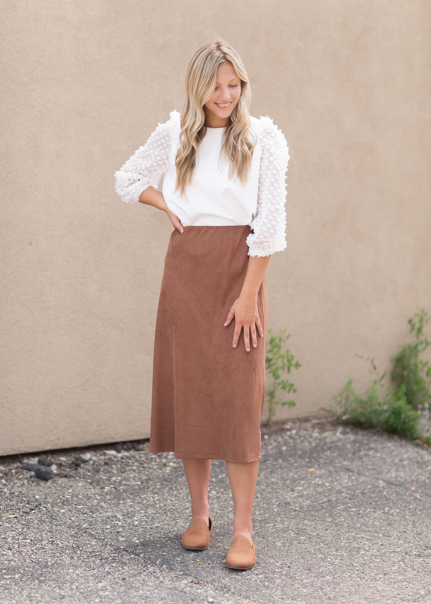 Caramel Suede Aline Skirt Skirts