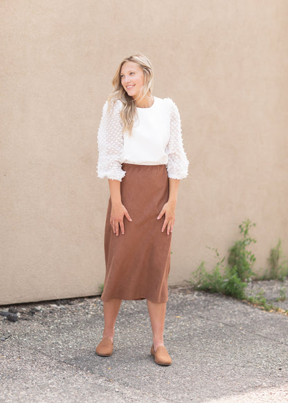 Caramel Suede Aline Skirt Skirts