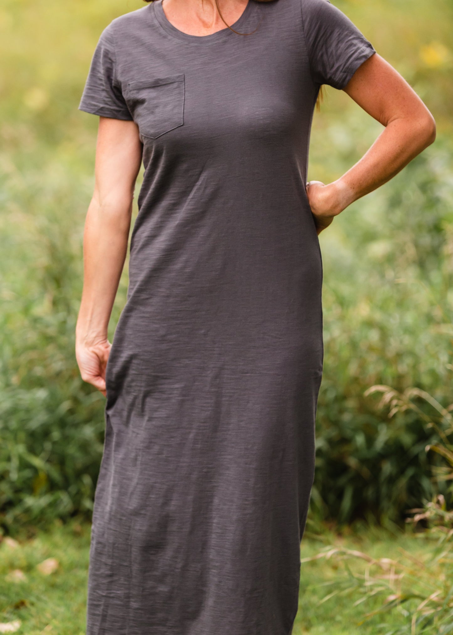 Charcoal Gray T-Shirt Maxi Dress - FINAL SALE Dresses